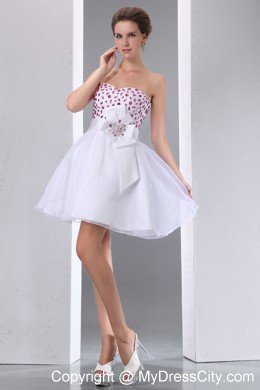 Sweet White A-line Sweetheart Beading Cocktail Dress for Celebrity