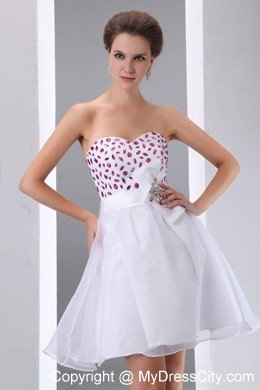 Sweet White A-line Sweetheart Beading Cocktail Dress for Celebrity