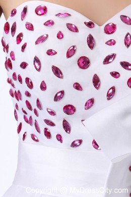 Sweet White A-line Sweetheart Beading Cocktail Dress for Celebrity