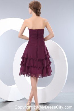 Cheap Burgundy Ruffled Layers Short Cocktail Dress with Ruches