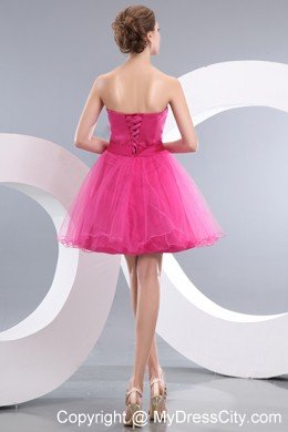 Lovely Hot Pink Sweetheart Short Cocktail Dress with Organza