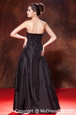 Sexy Black Princess Prom Cocktail Dress with High-low Taffeta