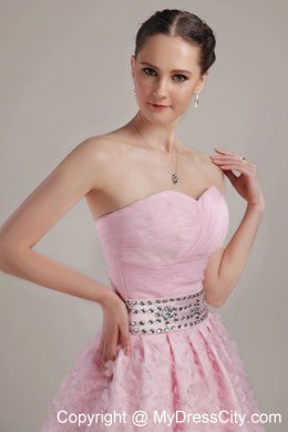 Pink Princess Sweetheart Knee-length Beading Cocktail Dress