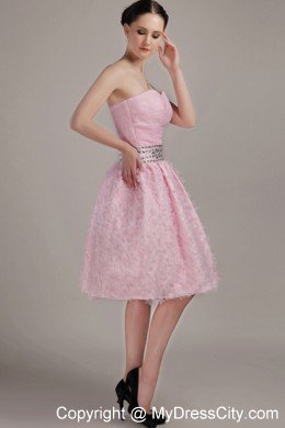 Pink Princess Sweetheart Knee-length Beading Cocktail Dress