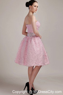 Pink Princess Sweetheart Knee-length Beading Cocktail Dress