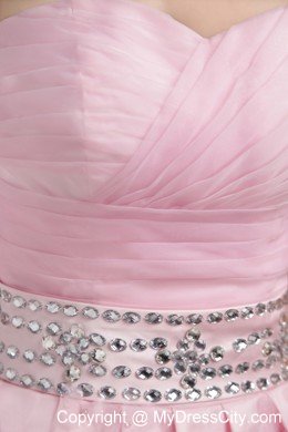 Pink Princess Sweetheart Knee-length Beading Cocktail Dress