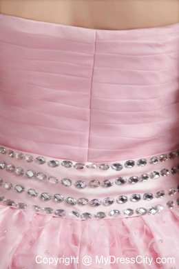 Pink Princess Sweetheart Knee-length Beading Cocktail Dress