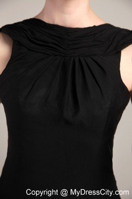 Black Column Scoop Ruches Short Prom Cocktail Dress with Backless