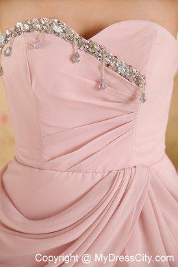 Baby Pink Sweetheart Cocktails Dresses with Chiffon Beading