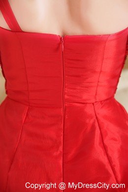 Red A-line One Shoulder Sequins Cocktail Dress with Pick-ups