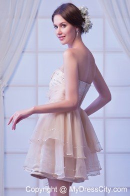 Champagne Sweetheart Short Cocktail Dress with Ruffled Layers