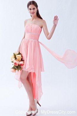 2013 Watermelon Red Asymmetrical Strapless Girls Cocktail Dresses