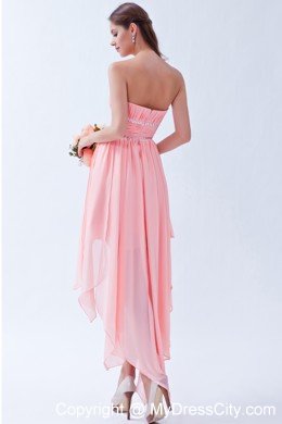 2013 Watermelon Red Asymmetrical Strapless Girls Cocktail Dresses