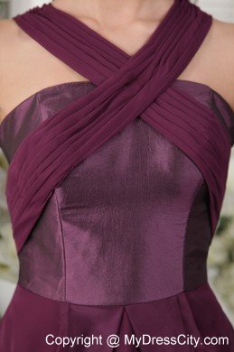 Asymmetrical Criss Cross Back Dark Purple Dresses for Wedding Cocktail Party