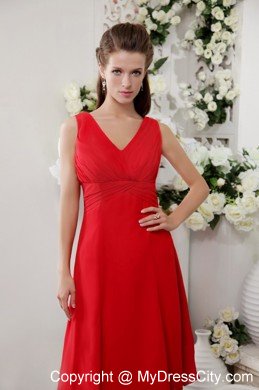 Cheap V-neck Ruching Red Chiffon Homecoming Cocktail Dresses