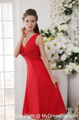 Cheap V-neck Ruching Red Chiffon Homecoming Cocktail Dresses