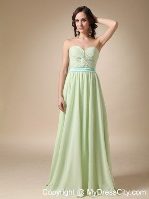 Yellow Green Empire Sweetheart Belt Chiffon Damas Dresses for Quince