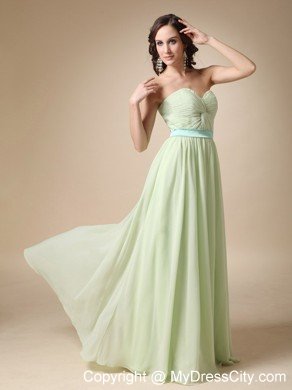 Yellow Green Empire Sweetheart Belt Chiffon Damas Dresses for Quince