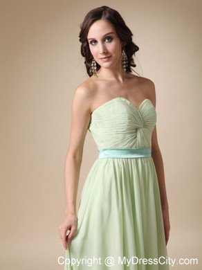 Yellow Green Empire Sweetheart Belt Chiffon Damas Dresses for Quince