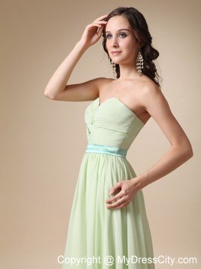 Yellow Green Empire Sweetheart Belt Chiffon Damas Dresses for Quince