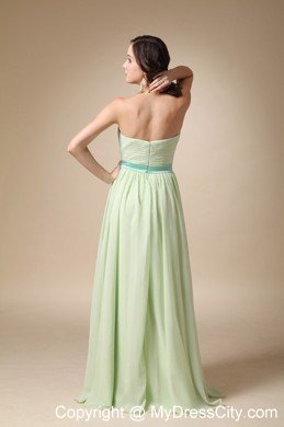 Yellow Green Empire Sweetheart Belt Chiffon Damas Dresses for Quince