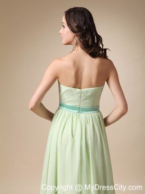 Yellow Green Empire Sweetheart Belt Chiffon Damas Dresses for Quince