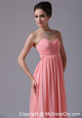 Sweetheart Ruched Brush Train Empire Watermelon Quince Dama Dresses