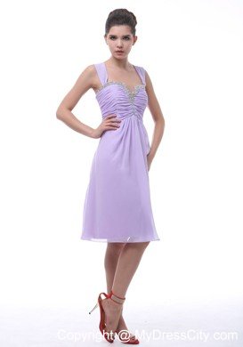 Jeweled Neckline Straps Lilac Short Dama Dress for Quinceaneras