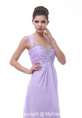 Jeweled Neckline Straps Lilac Short Dama Dress for Quinceaneras