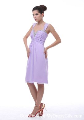 Jeweled Neckline Straps Lilac Short Dama Dress for Quinceaneras