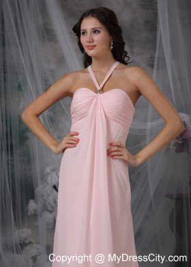 V-neck Straps Empire Criss Cross Back Baby Pink 15 Dresses for Damas