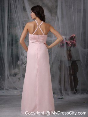 V-neck Straps Empire Criss Cross Back Baby Pink 15 Dresses for Damas