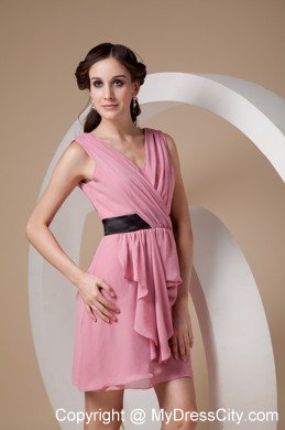 V-neck Mini-length Ruched Side Zipper 2013 Cocktail Dresses for Dama