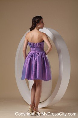 Ruched Lavender Strapless Short Cheap Prom Dresses for Dama