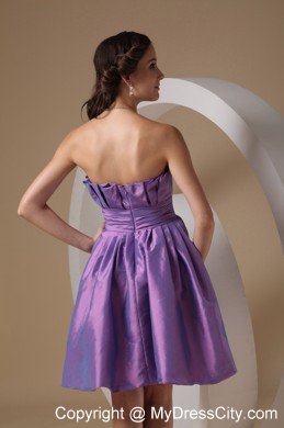 Ruched Lavender Strapless Short Cheap Prom Dresses for Dama