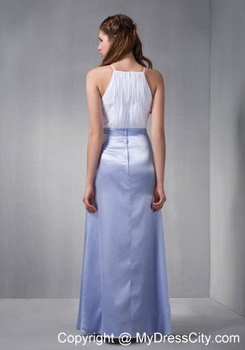 Ruched Chiffon Sash White and Lilac Damas Dresses with Cool Neckline