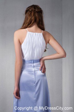 Ruched Chiffon Sash White and Lilac Damas Dresses with Cool Neckline