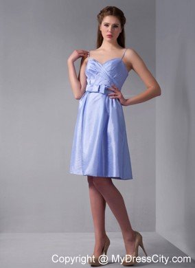 Lilac Spaghetti Straps Knee-length Taffeta Bridesmaid Dama Dresses