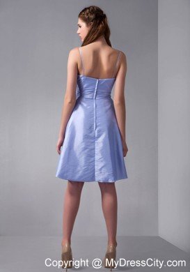 Lilac Spaghetti Straps Knee-length Taffeta Bridesmaid Dama Dresses