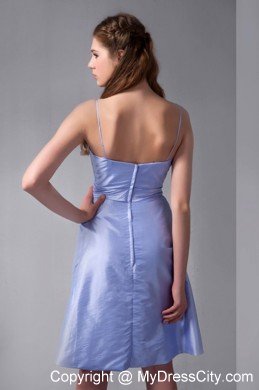 Lilac Spaghetti Straps Knee-length Taffeta Bridesmaid Dama Dresses