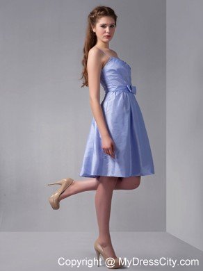 Lilac Spaghetti Straps Knee-length Taffeta Bridesmaid Dama Dresses