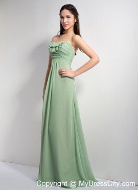 Empire Spaghetti Straps Halter Chiffon Brush Train Dama dress