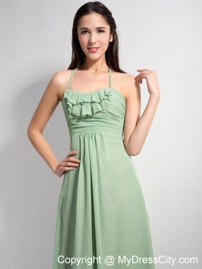 Empire Spaghetti Straps Halter Chiffon Brush Train Dama dress