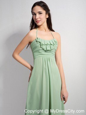 Empire Spaghetti Straps Halter Chiffon Brush Train Dama dress