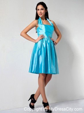 Simple Aqua Blue Halter 2013 Cheap Dama Dress for Quinceaneras