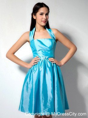 Simple Aqua Blue Halter 2013 Cheap Dama Dress for Quinceaneras