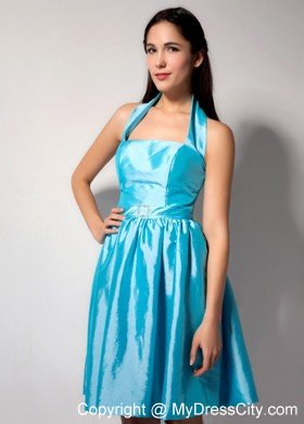 Simple Aqua Blue Halter 2013 Cheap Dama Dress for Quinceaneras