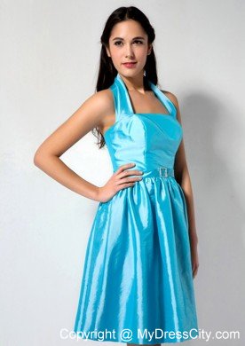 Simple Aqua Blue Halter 2013 Cheap Dama Dress for Quinceaneras