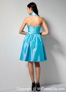 Simple Aqua Blue Halter 2013 Cheap Dama Dress for Quinceaneras