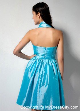 Simple Aqua Blue Halter 2013 Cheap Dama Dress for Quinceaneras